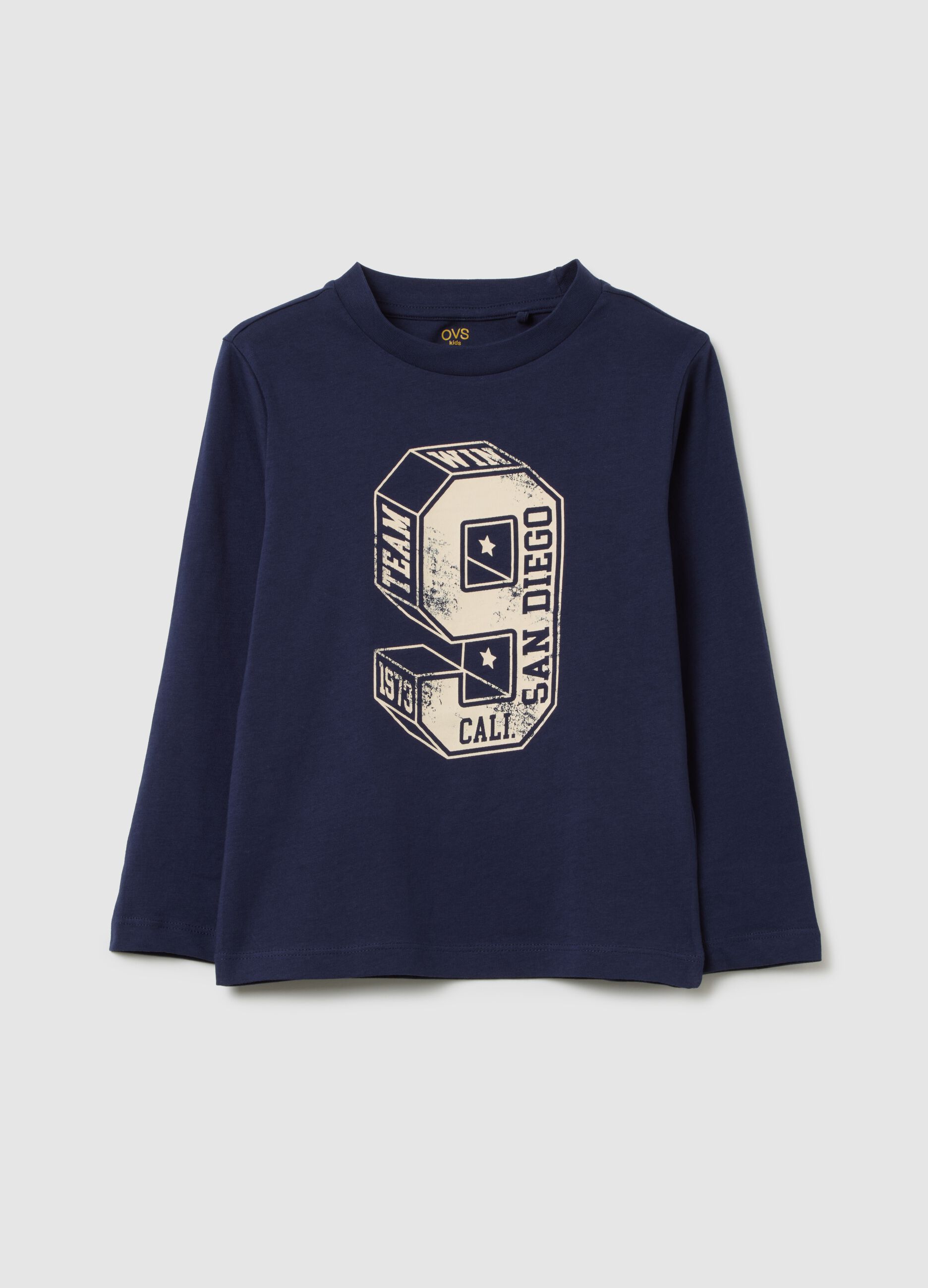 Child's T-shirt in pure blue cotton regular fit
