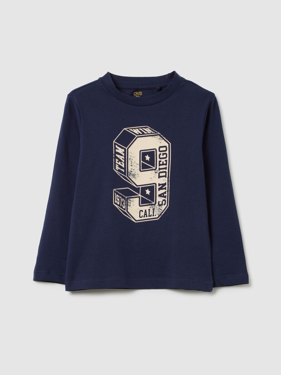 Child's T-shirt in pure blue cotton regular fit_0