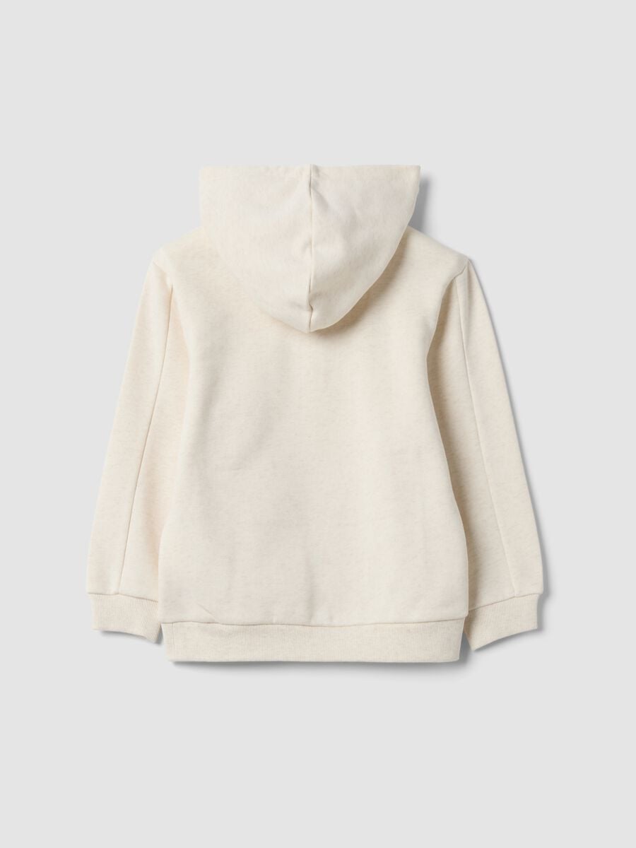 Felpa beige in misto cotone con cappuccio e girocollo_1