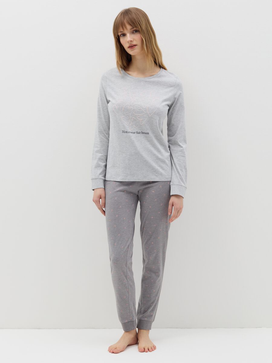 Pyjamas with drawstring and hearts print_0