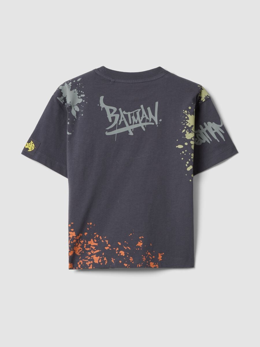 Blue pure cotton short-sleeve Batman print T-shirt_1