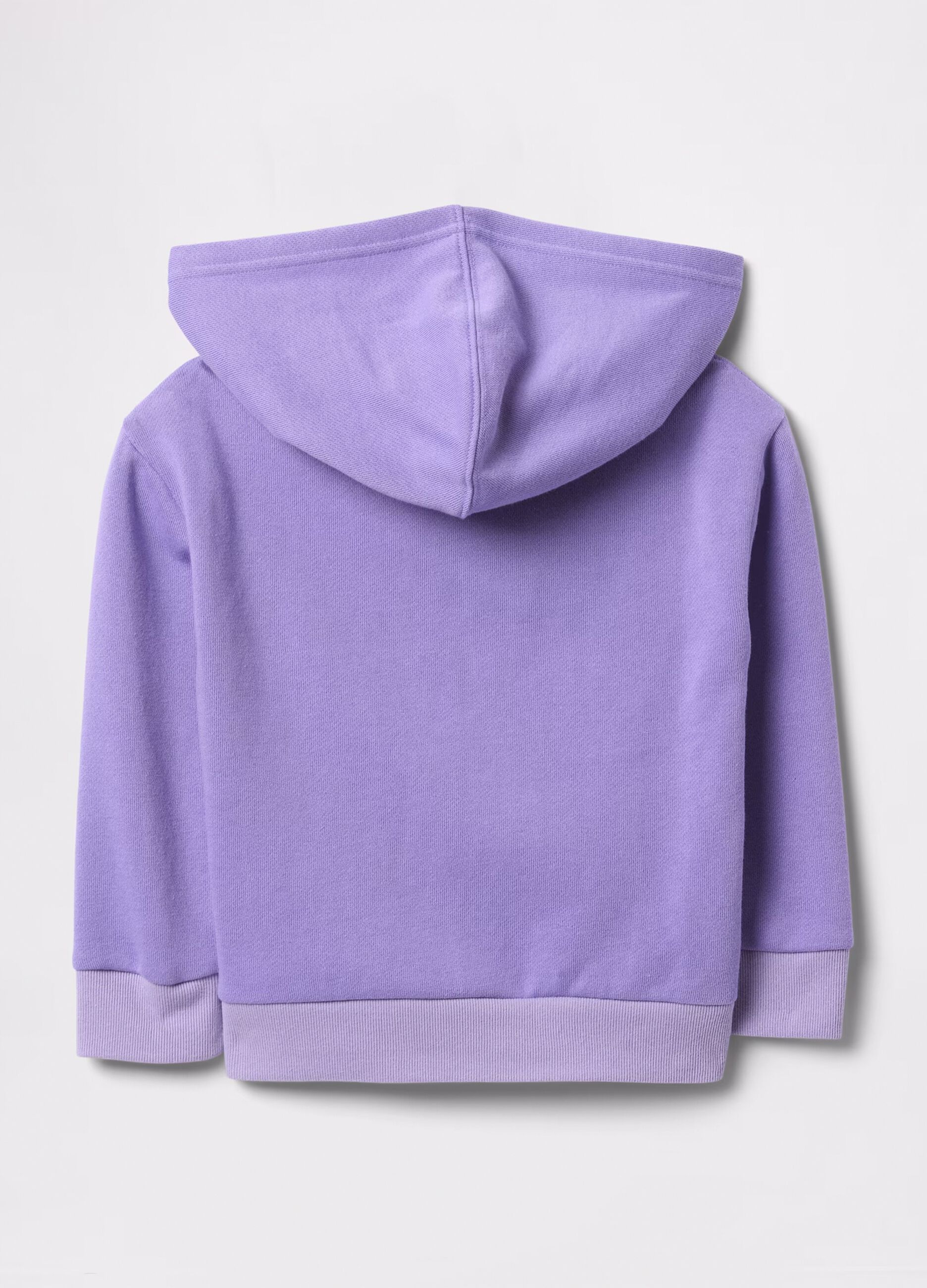 Purple full-zip sweatshirt with hood and logo print