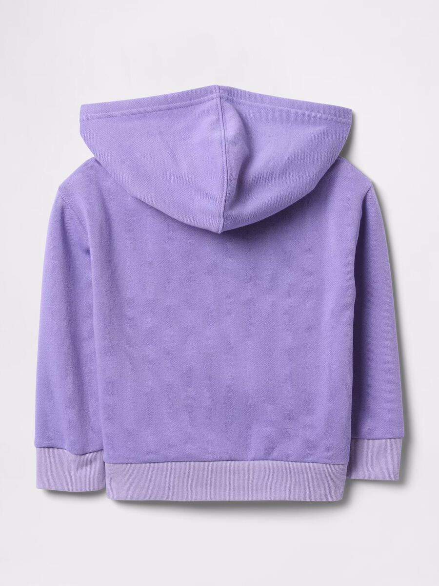 Purple full-zip sweatshirt with hood and logo print_1