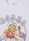 Girl's white stretch cotton T-shirt with Barbie print_2