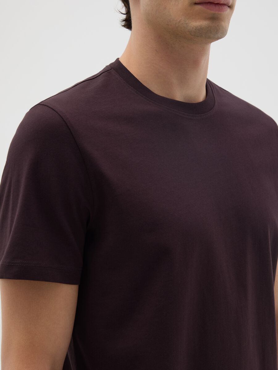 T-shirt in puro cotone marrone regular fit_3