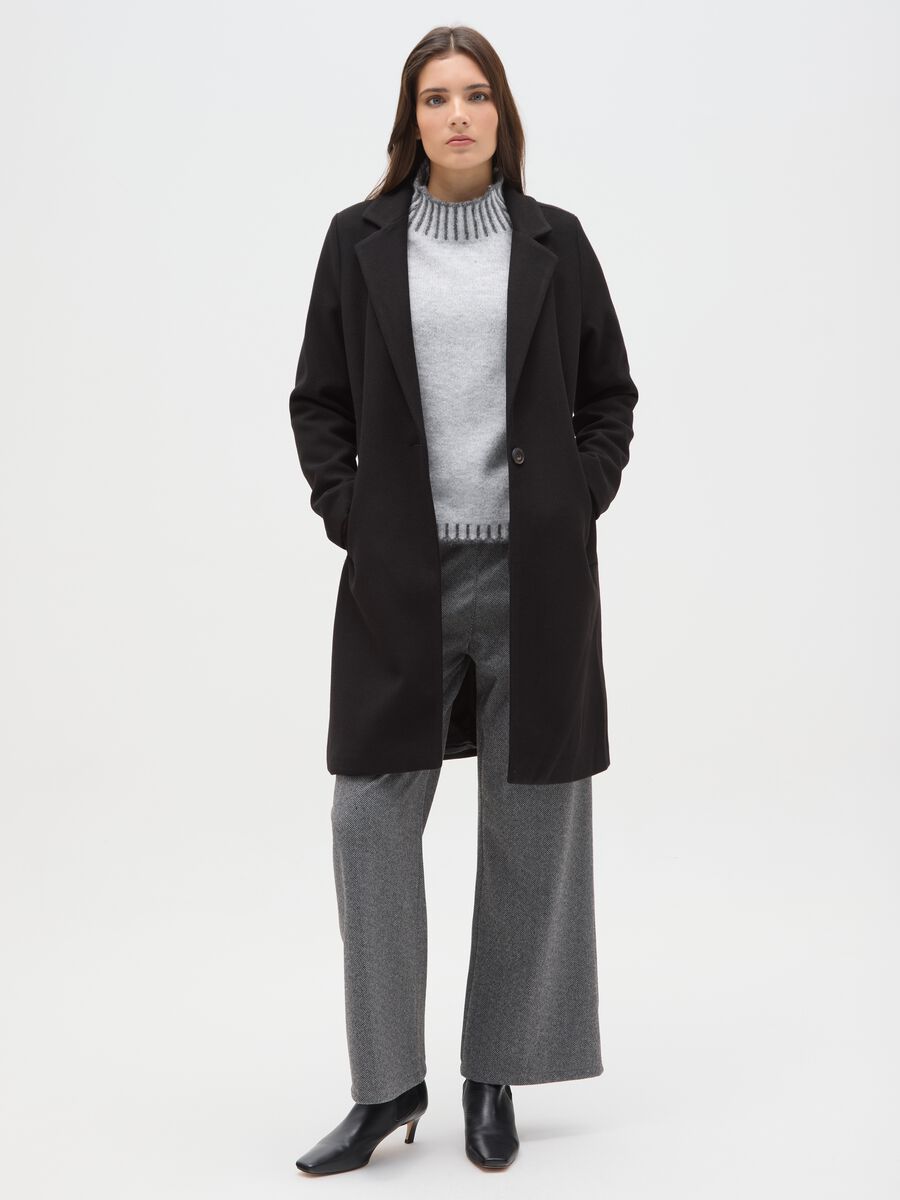 Cappotto monopetto nero regular fit_1