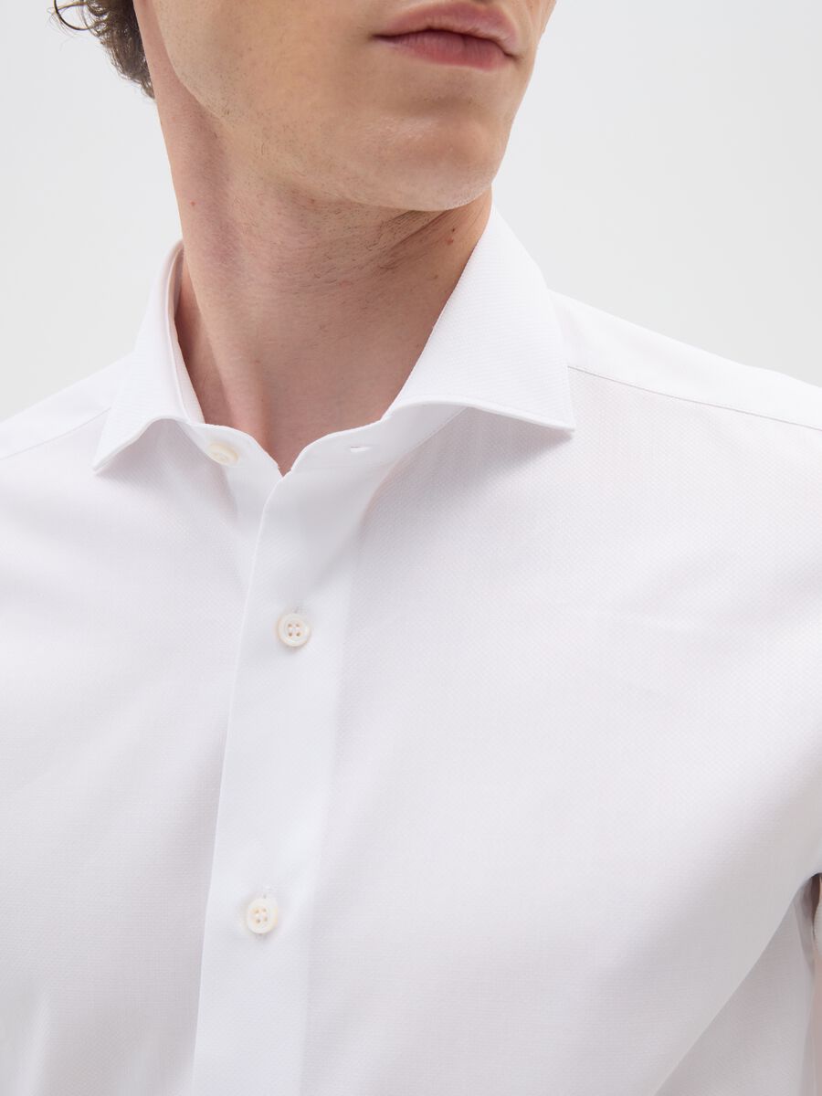 White Cotton Slim Fit Shirt_1
