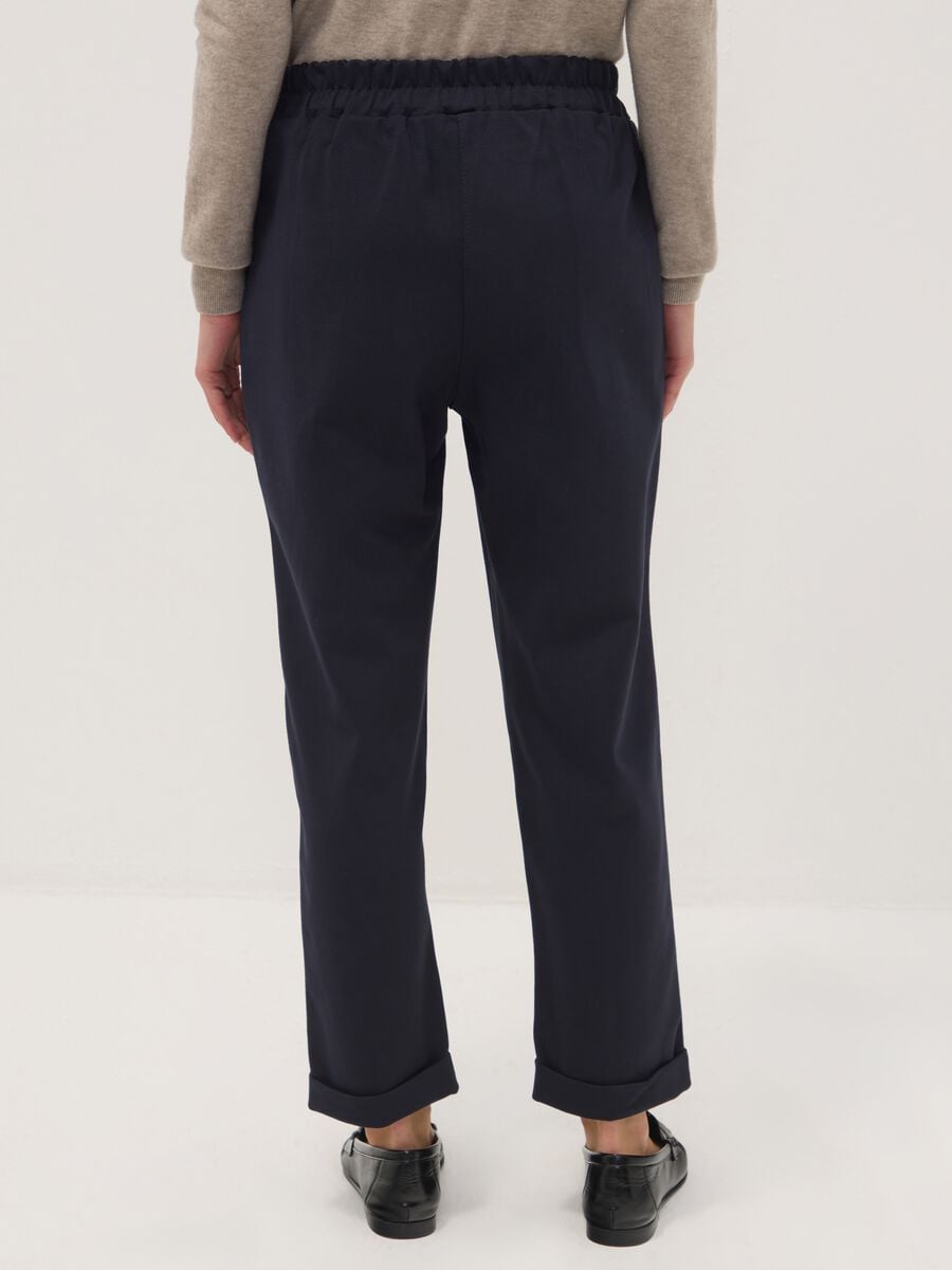 Navy blue stretch viscose regular-fit trousers_3