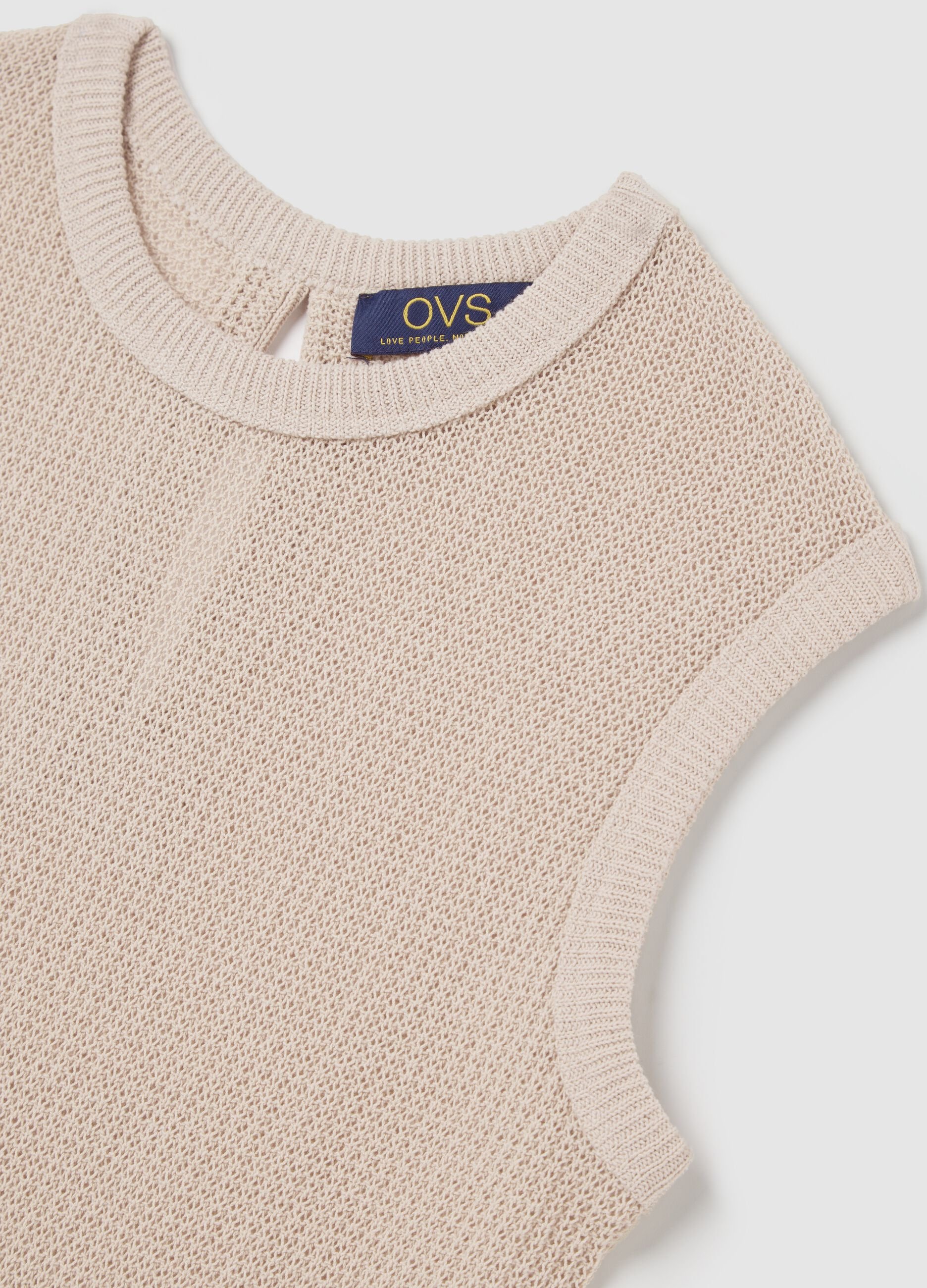Canotta da donna in puro cotone beige regular fit