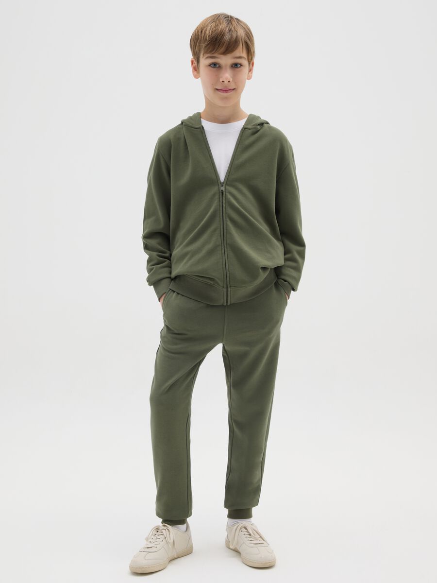 Pantaloni jogger da ragazzo in puro cotone verde regular fit_1