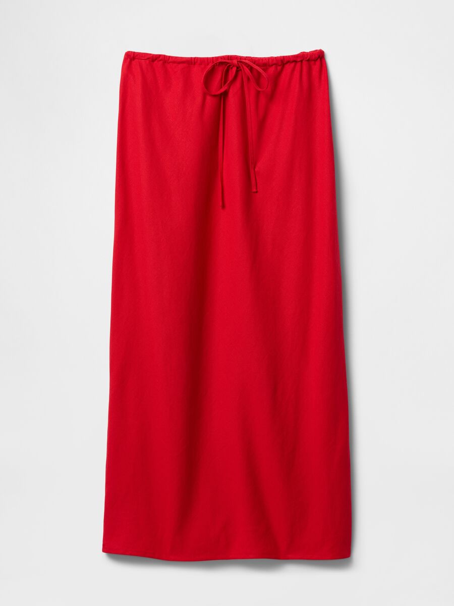 Long red skirt in linen and viscose_3