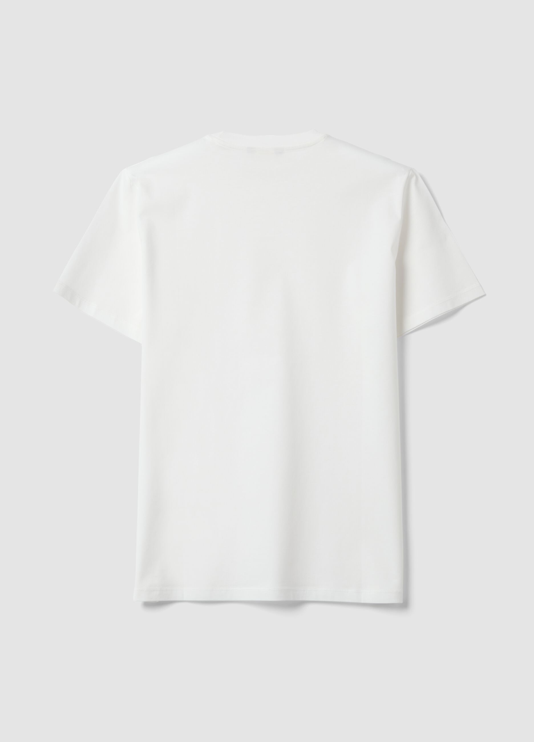 White mercerised pure cotton crew-neck T-shirt, regular fit