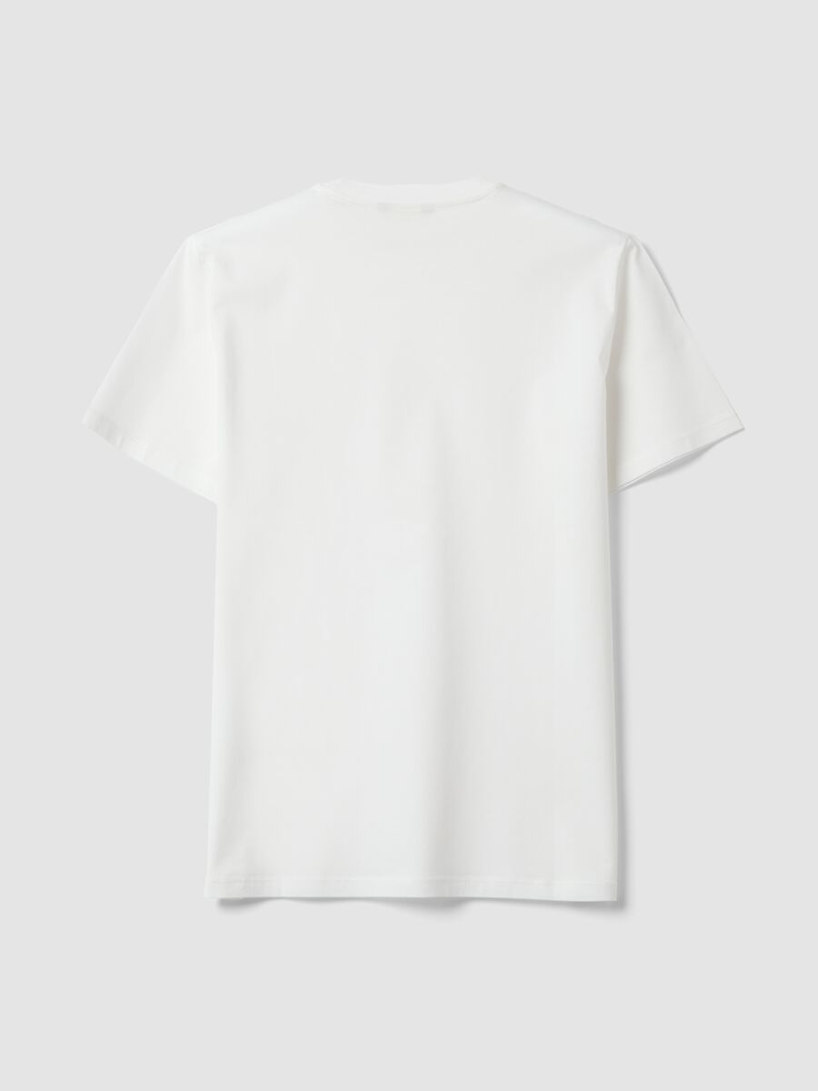 White mercerised pure cotton crew-neck T-shirt, regular fit_2