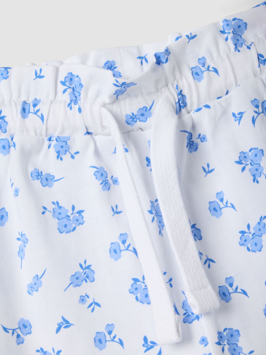 Girls&rsquo; pure cotton white shorts with floral print_3