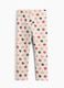 Beige stretch cotton leggings with floral print_1
