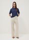 Blue pure cotton T-shirt with openwork embroidery, regular fit_1