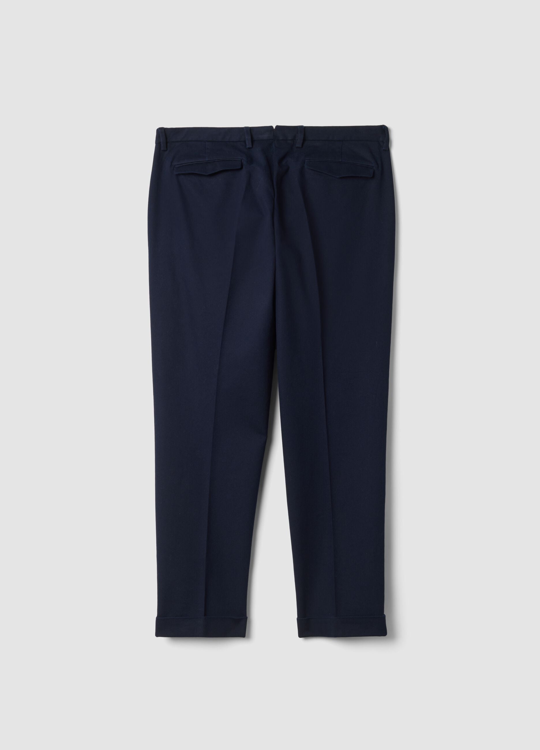 Pantaloni chino blu navy in cotone elasticizzato regular fit
