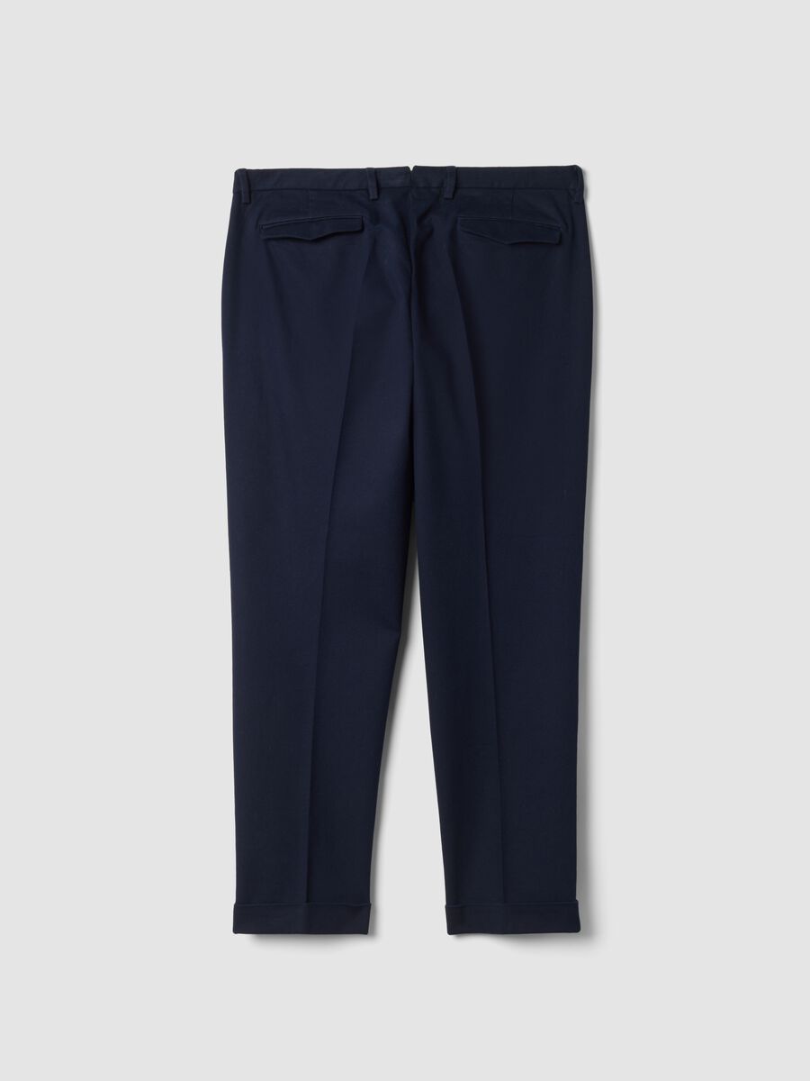 Navy blue stretch cotton chino trousers, regular fit_1