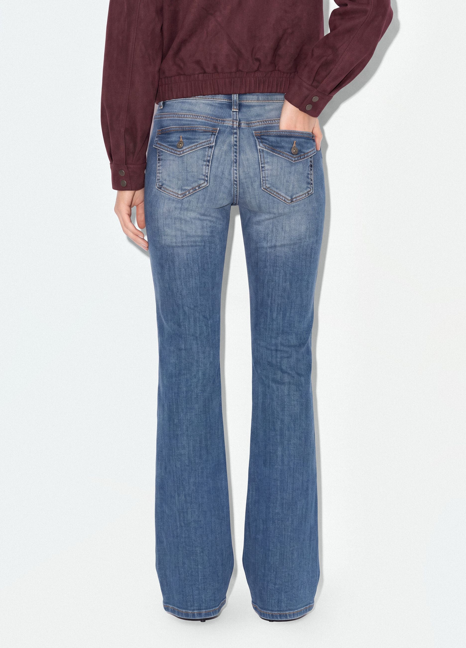 Blue stretch cotton flare jeans