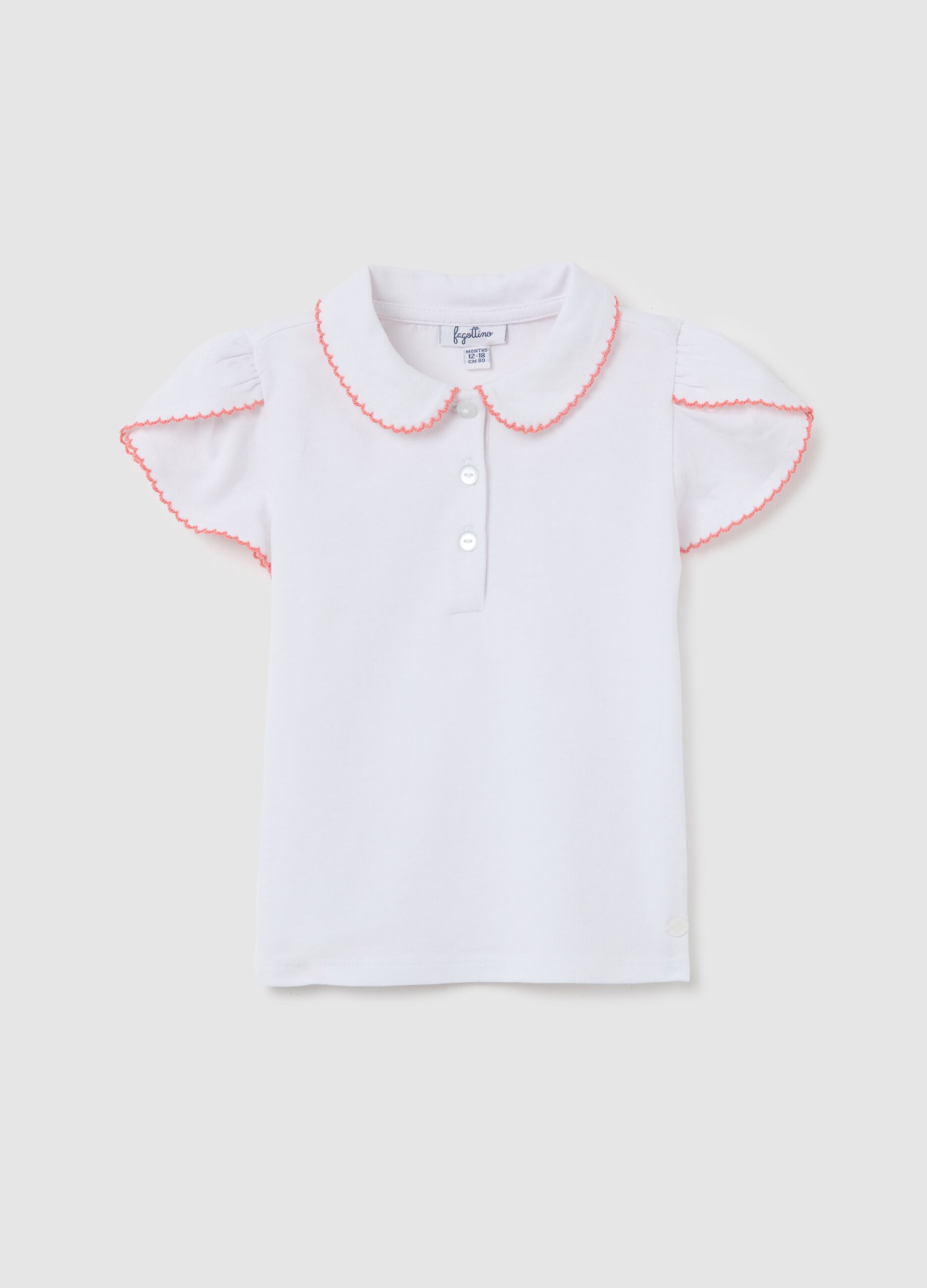 Polo bianca in cotone elasticizzato con volant