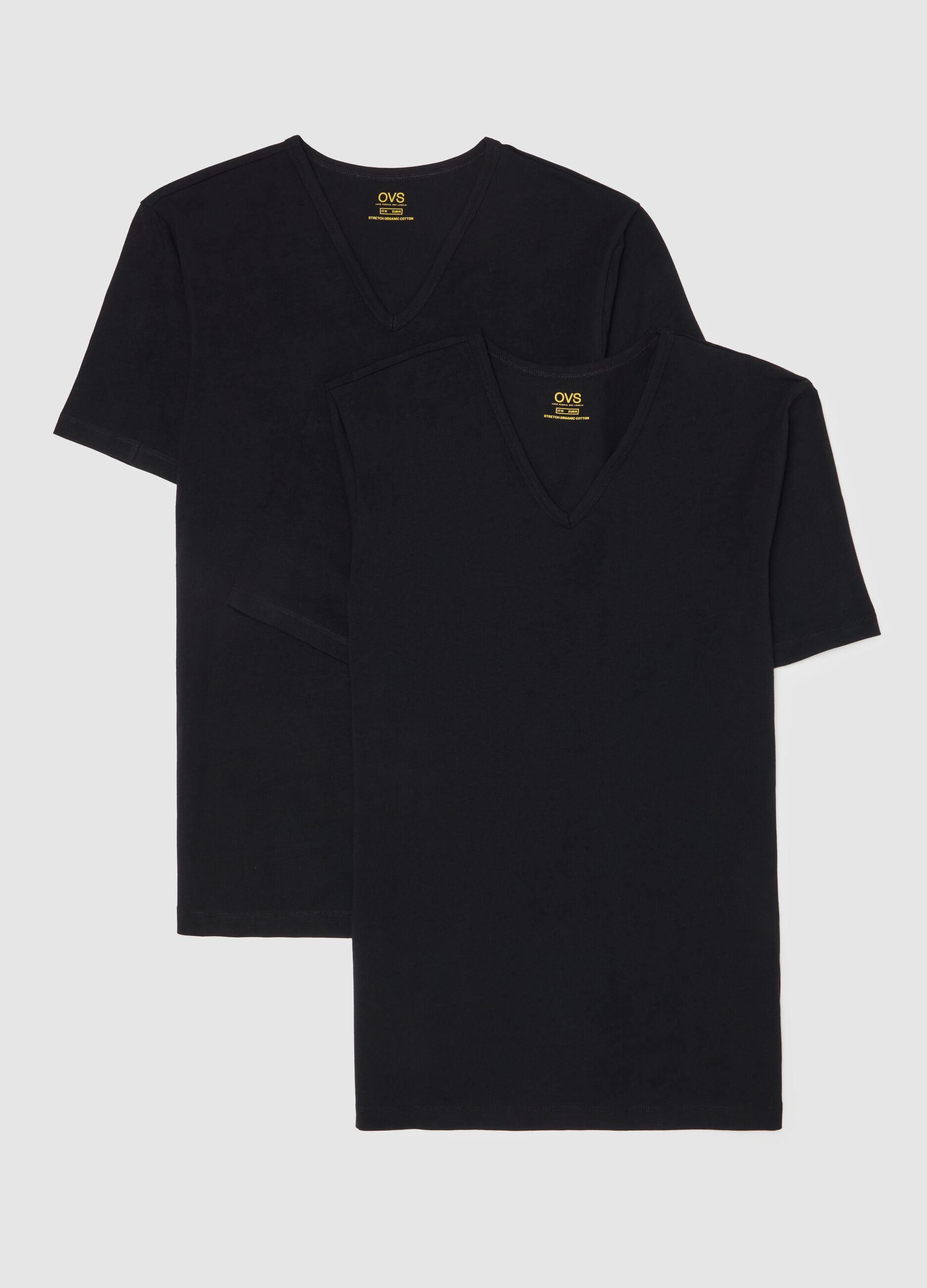 Two-pack organic cotton undershirts with V neck