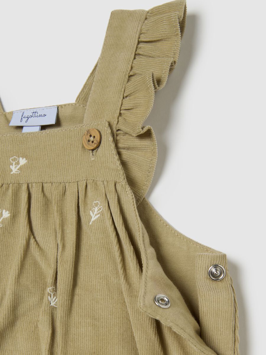 Salopette beige da neonata in puro cotone regular fit con volant_3