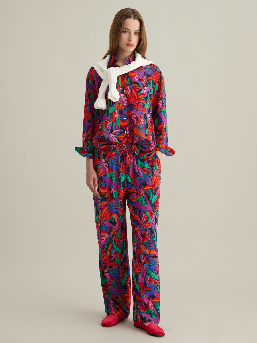 Women's Oversized Shirt in Pure Multicolour Cotton with Regular Fit_1