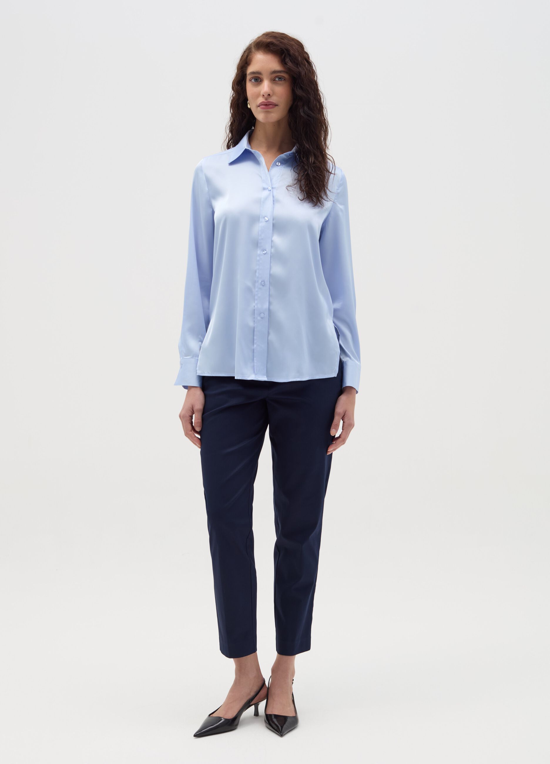 Satin shirt with side splits