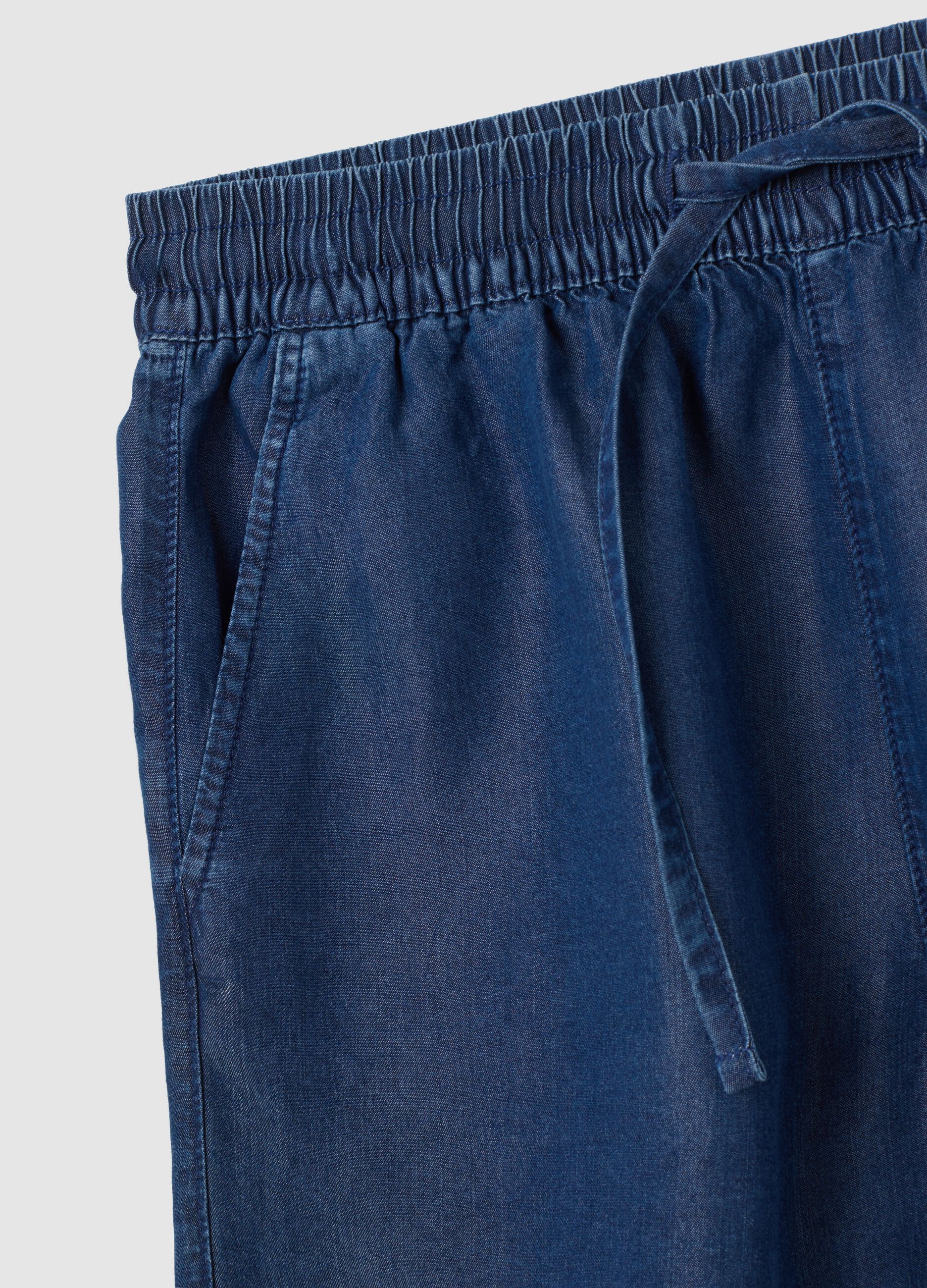 Shorts da donna in lyocell blu regular fit