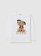 Boys' white cotton T-shirt regular fit with dog print_0