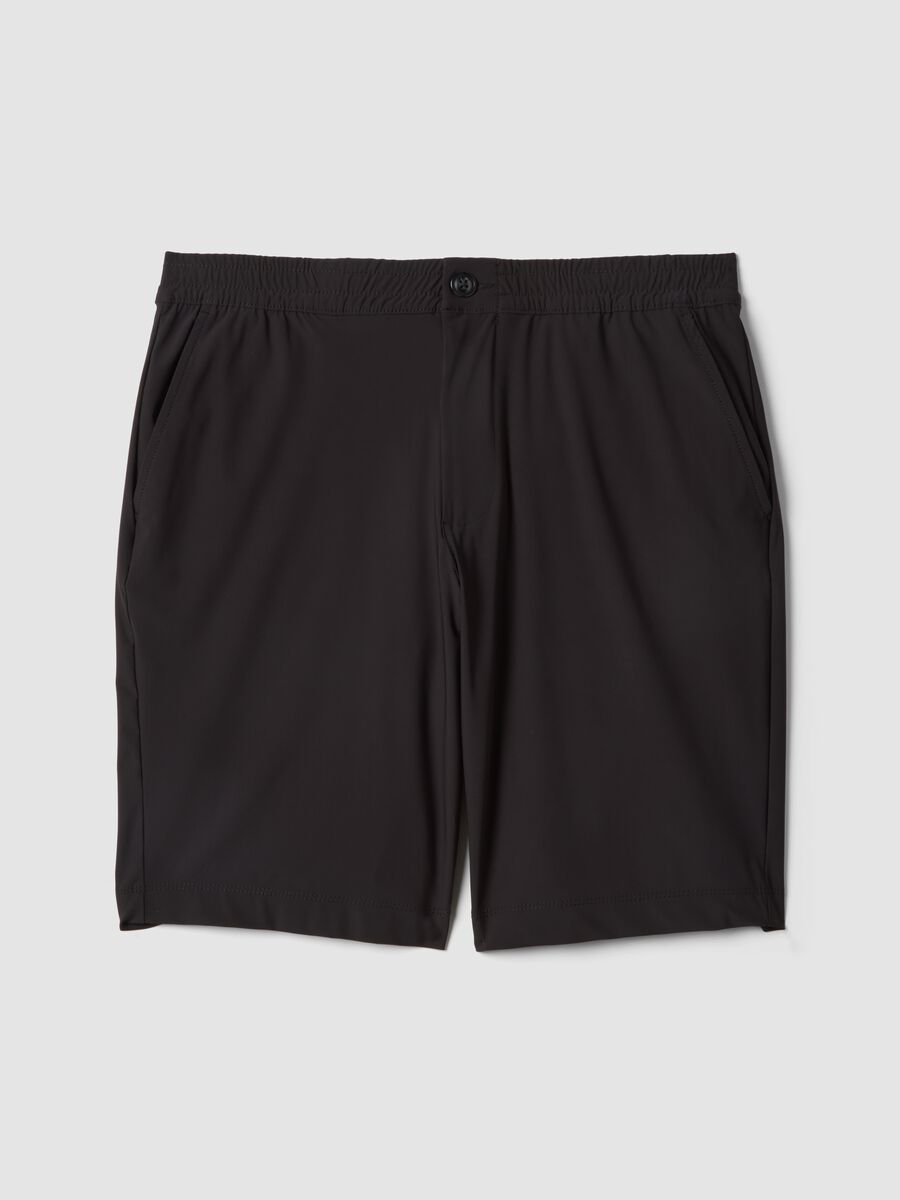 Bermuda jogger neri in tessuto elasticizzato regular fit_4
