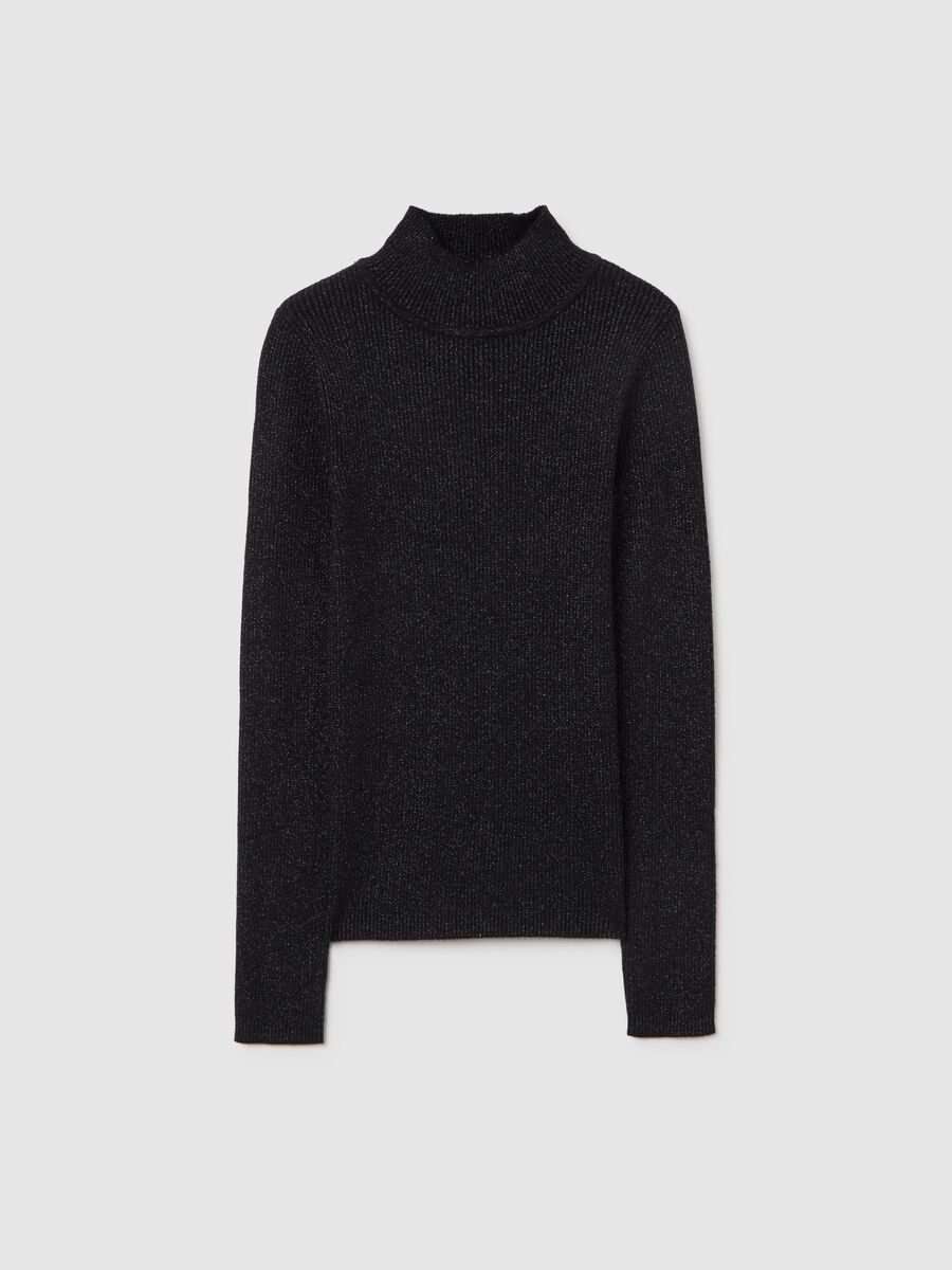 Maglione a collo alto nero vestibilità fitted_4
