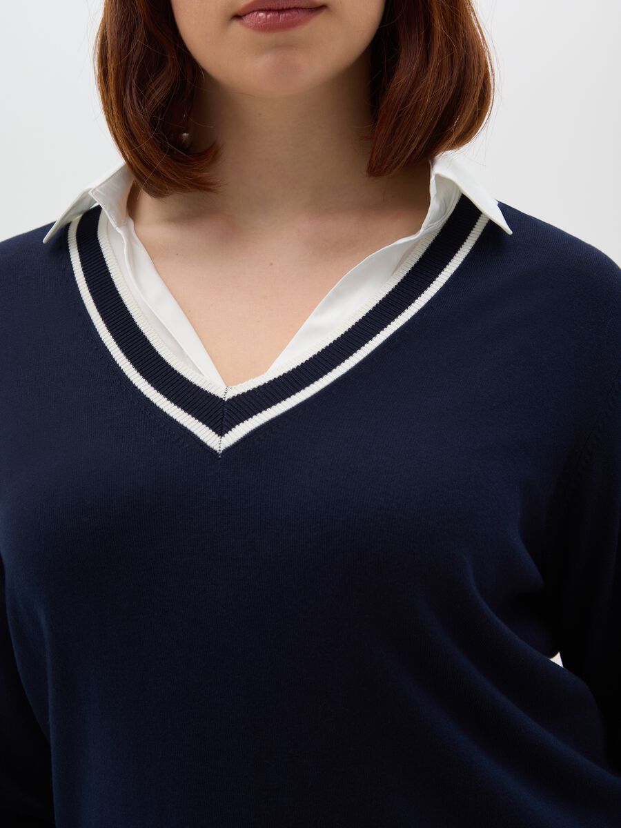 Regular fit blue pullover_3