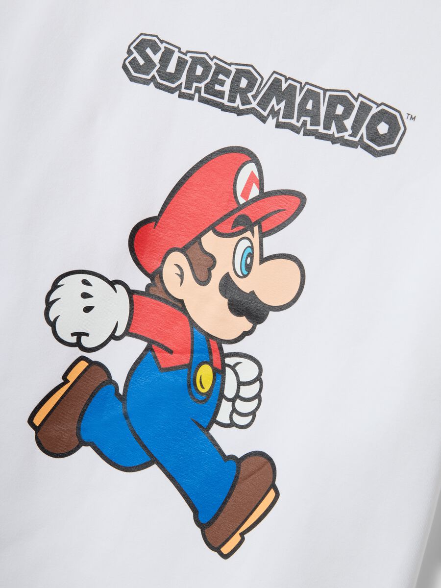 T-shirt in cotone elasticizzato bianco da bambino con Super Mario_3