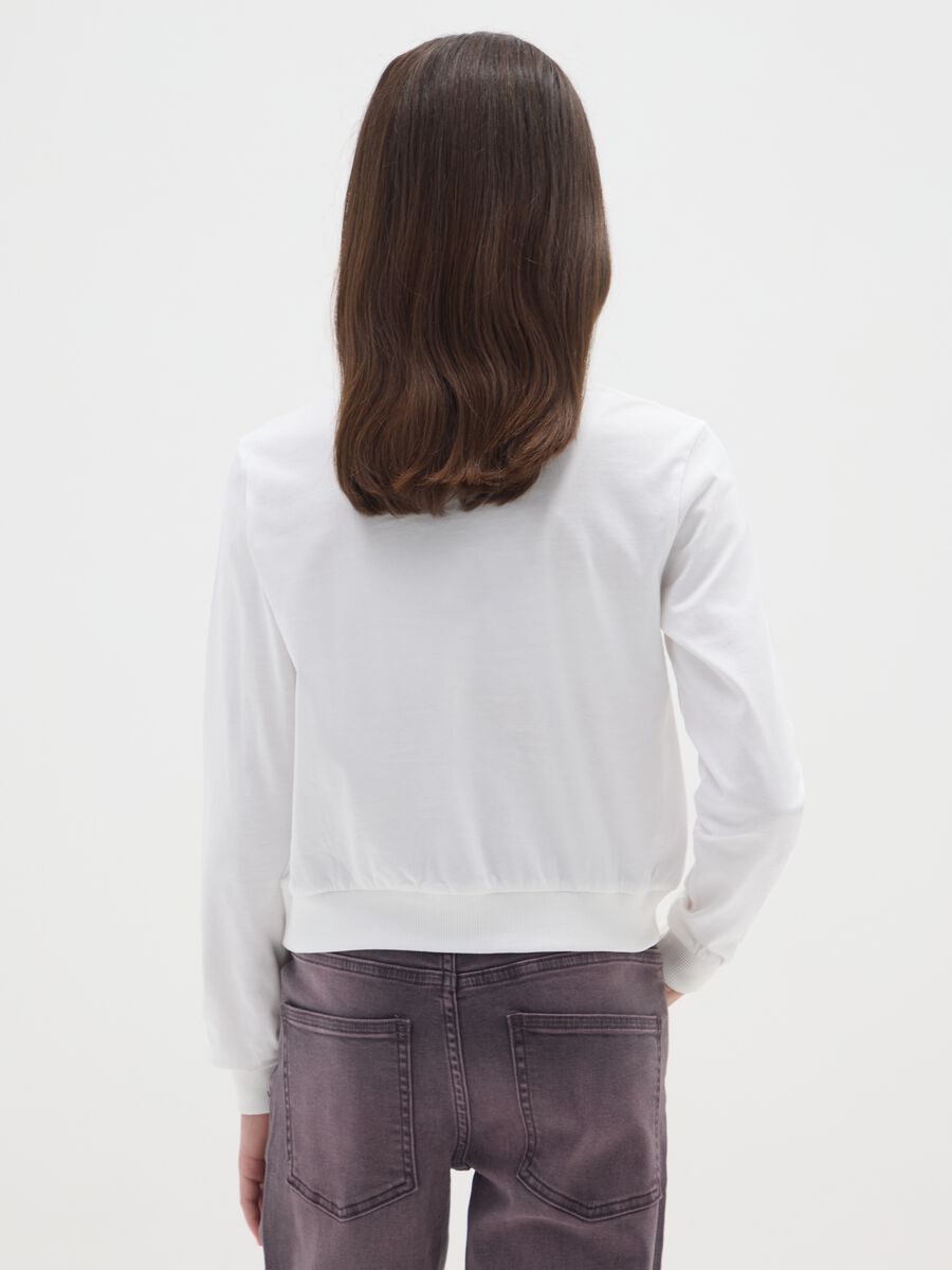 Maglia da ragazza in puro cotone bianca regular fit con stampa Stitch_1
