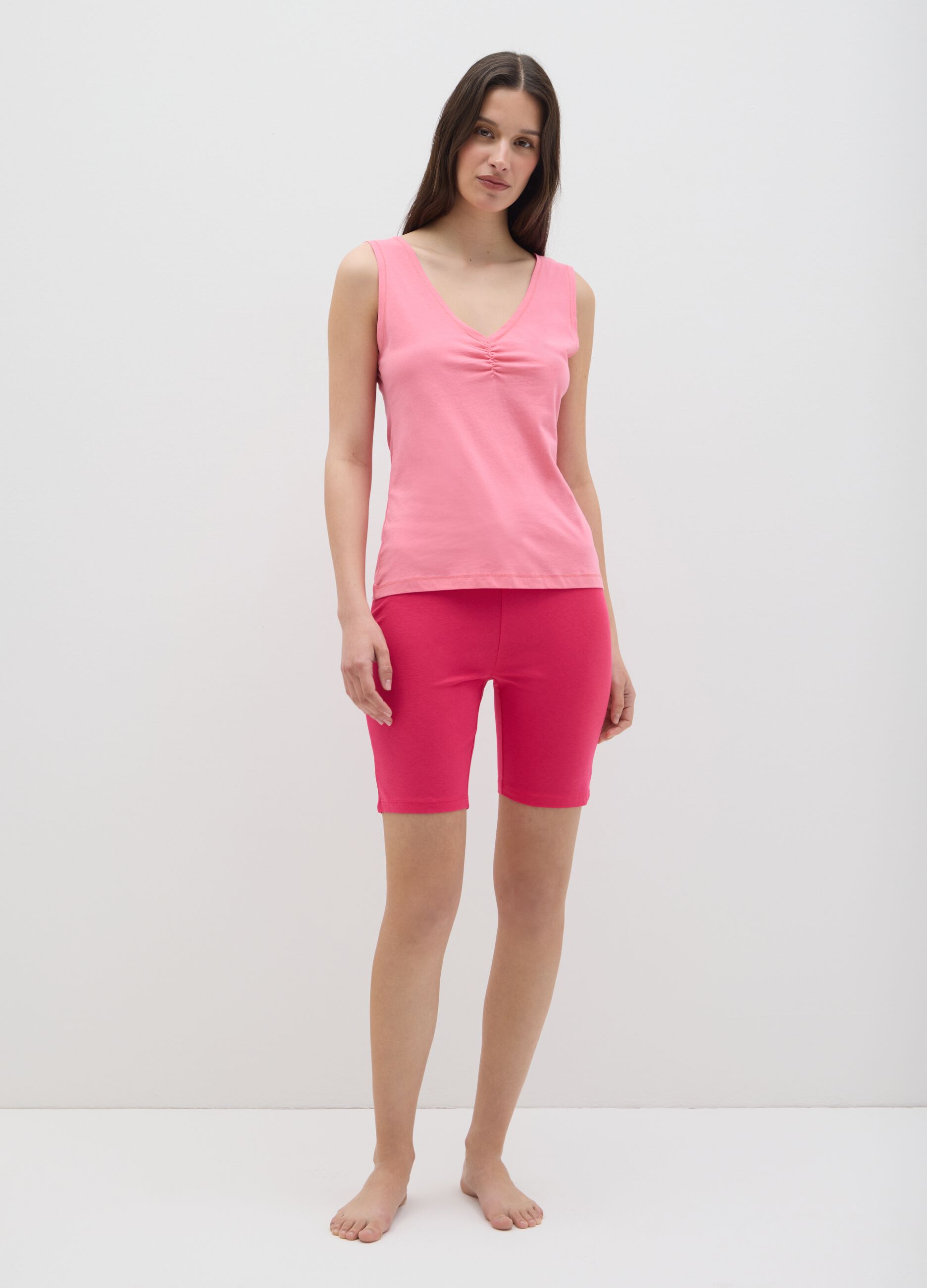 Women's pink, regular-fit top in 100% cotton