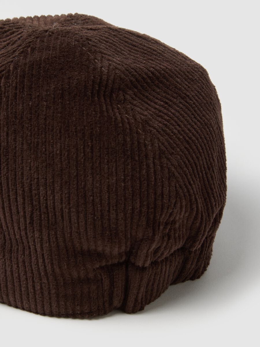 Brown pure cotton corduroy hat_2