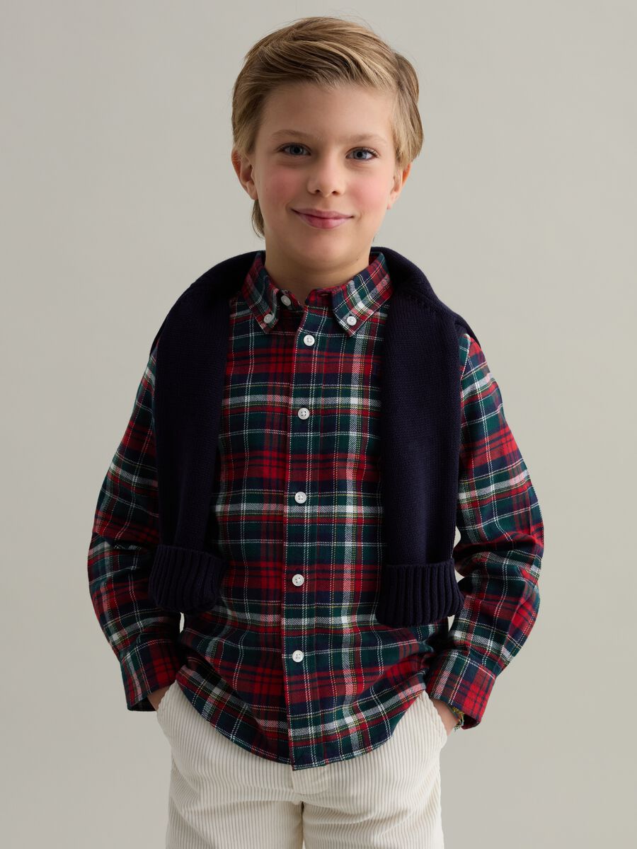 Flannel shirt with tartan pattern_0