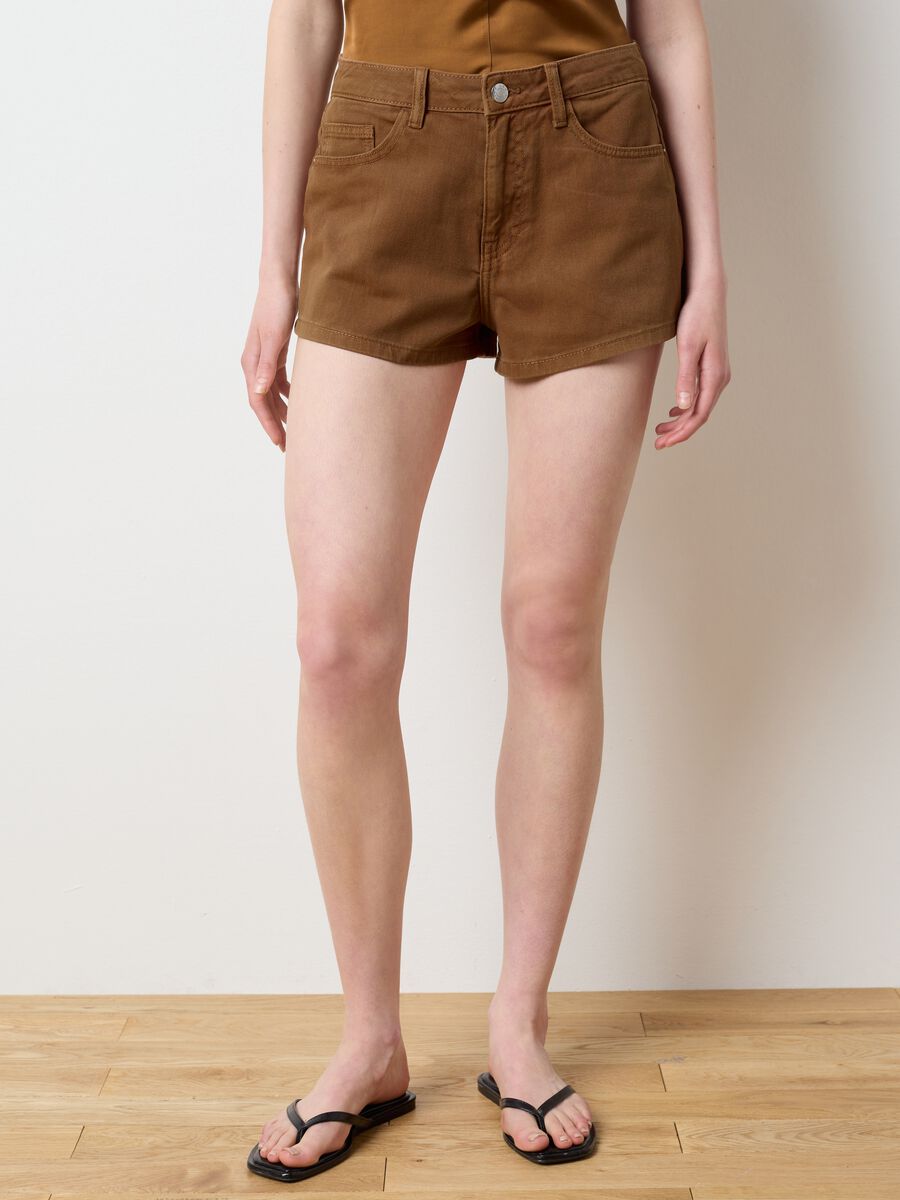 Brown Regular Fit Women's Pure Cotton Shorts_1