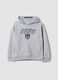 Grey hooded sweatshirt in cotton-viscose blend with print for boys_0