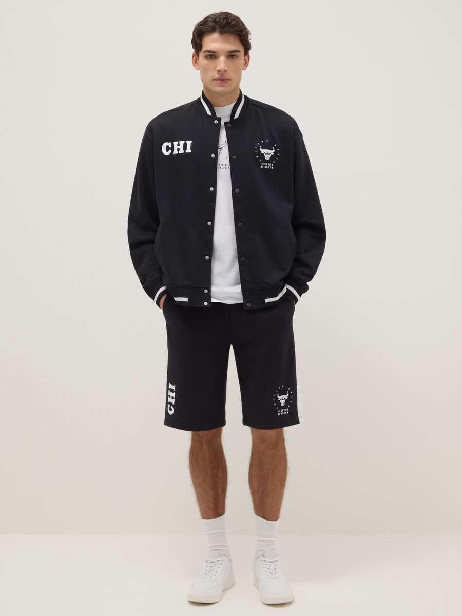 Black cotton-blend jacket regular fit with Chicago Bulls logo_1