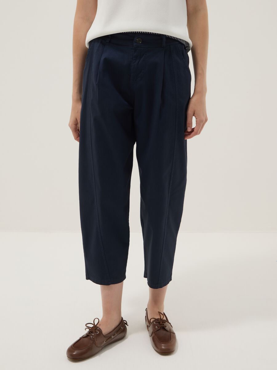 Blue stretch cotton trousers_1