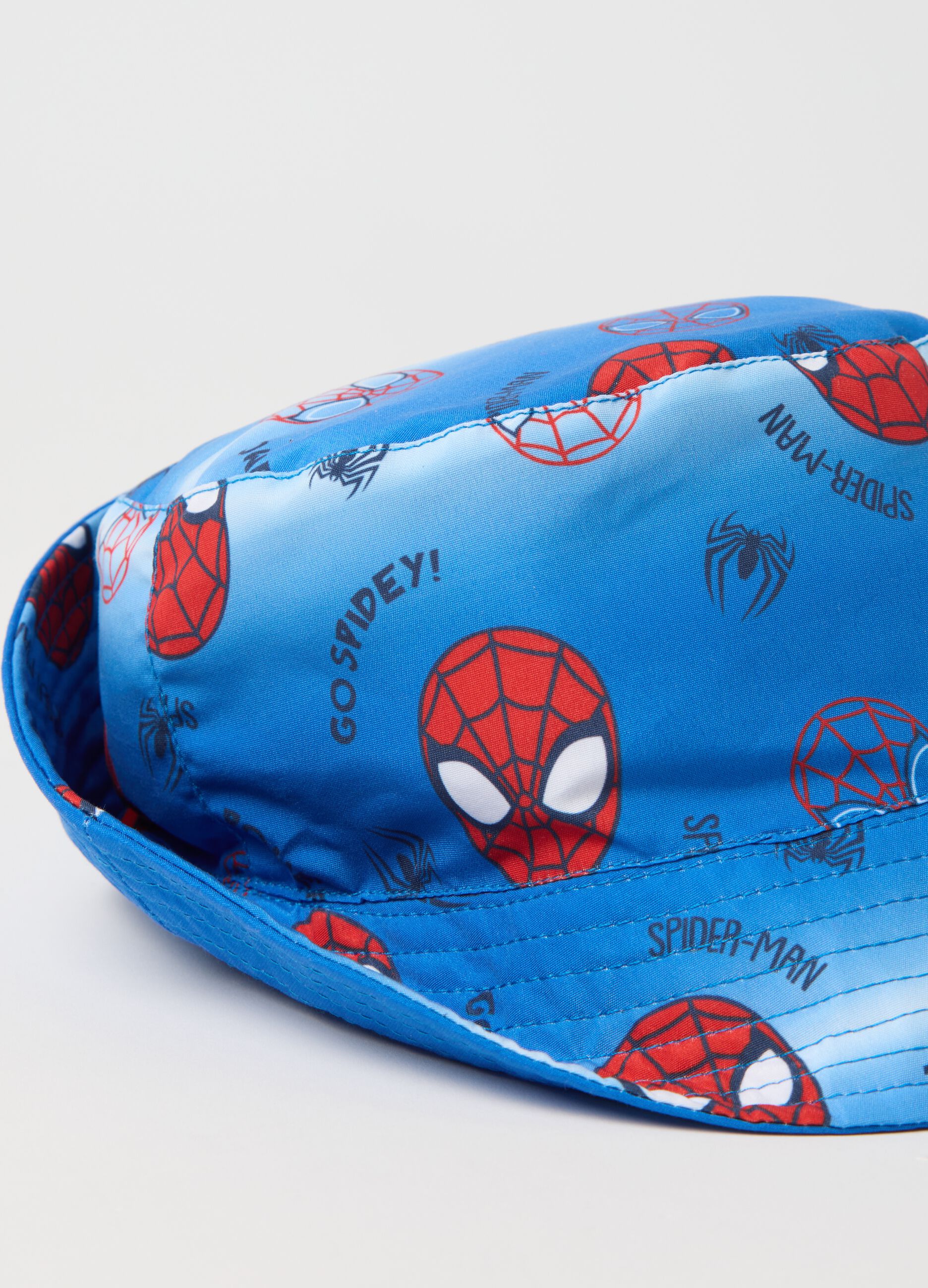 Blue fishing hat with Spider-Man print