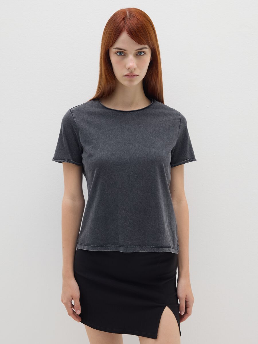 T-shirt in puro cotone grigia regular fit_0