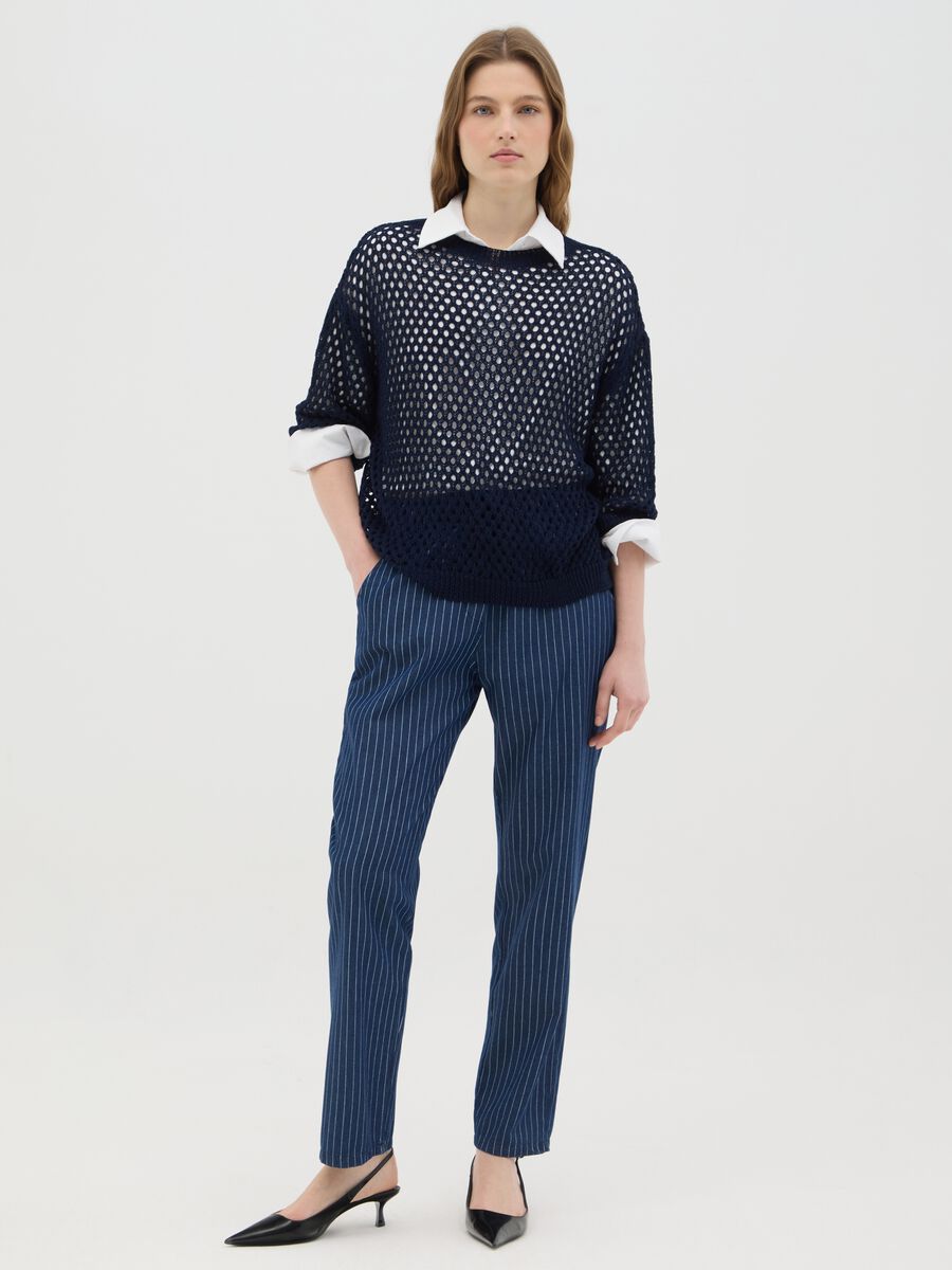 Women's blue acrylic blend net sweater regular fit_2