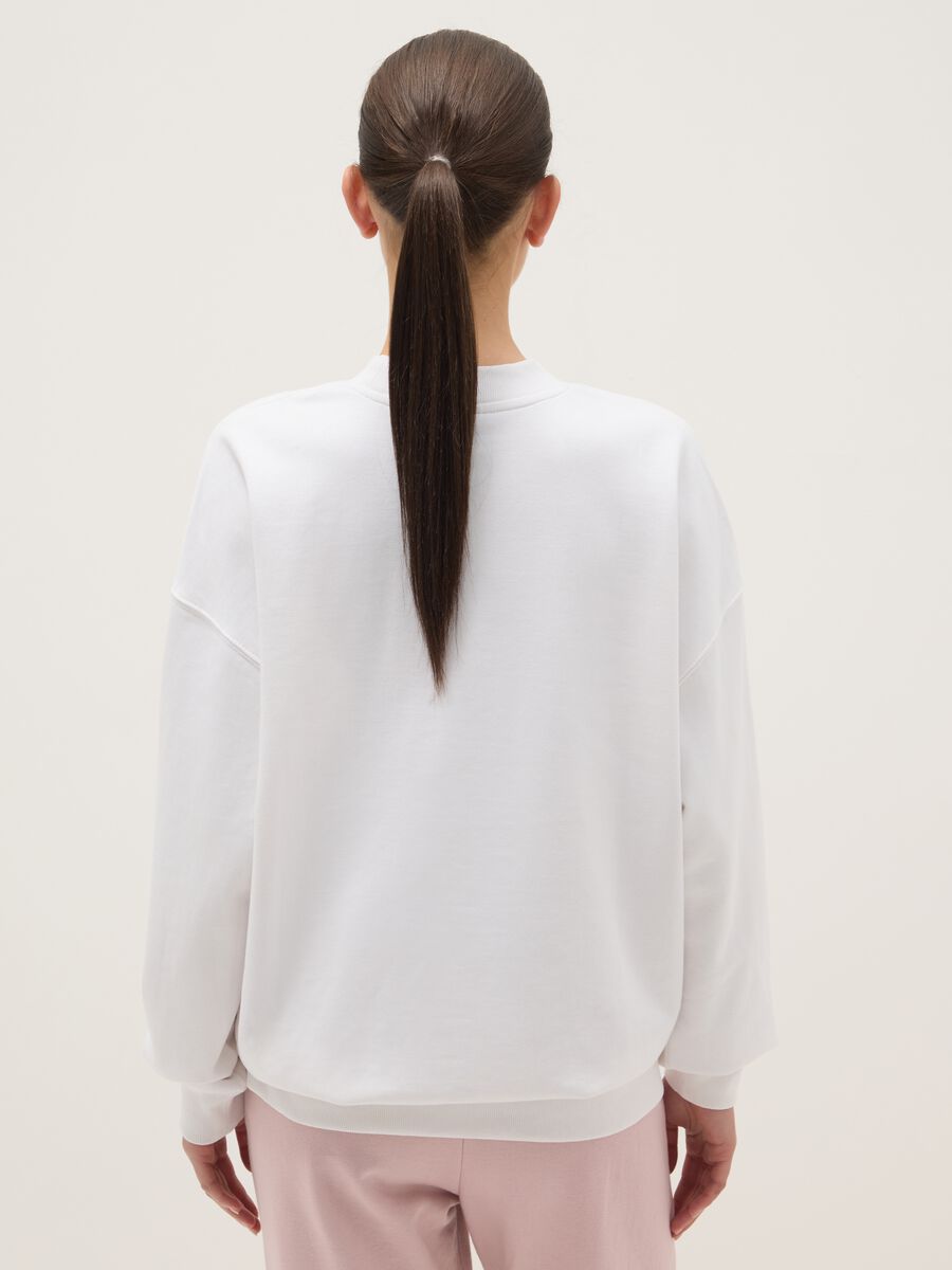 White cotton blend regular fit sweatshirt with Everlast logo_2