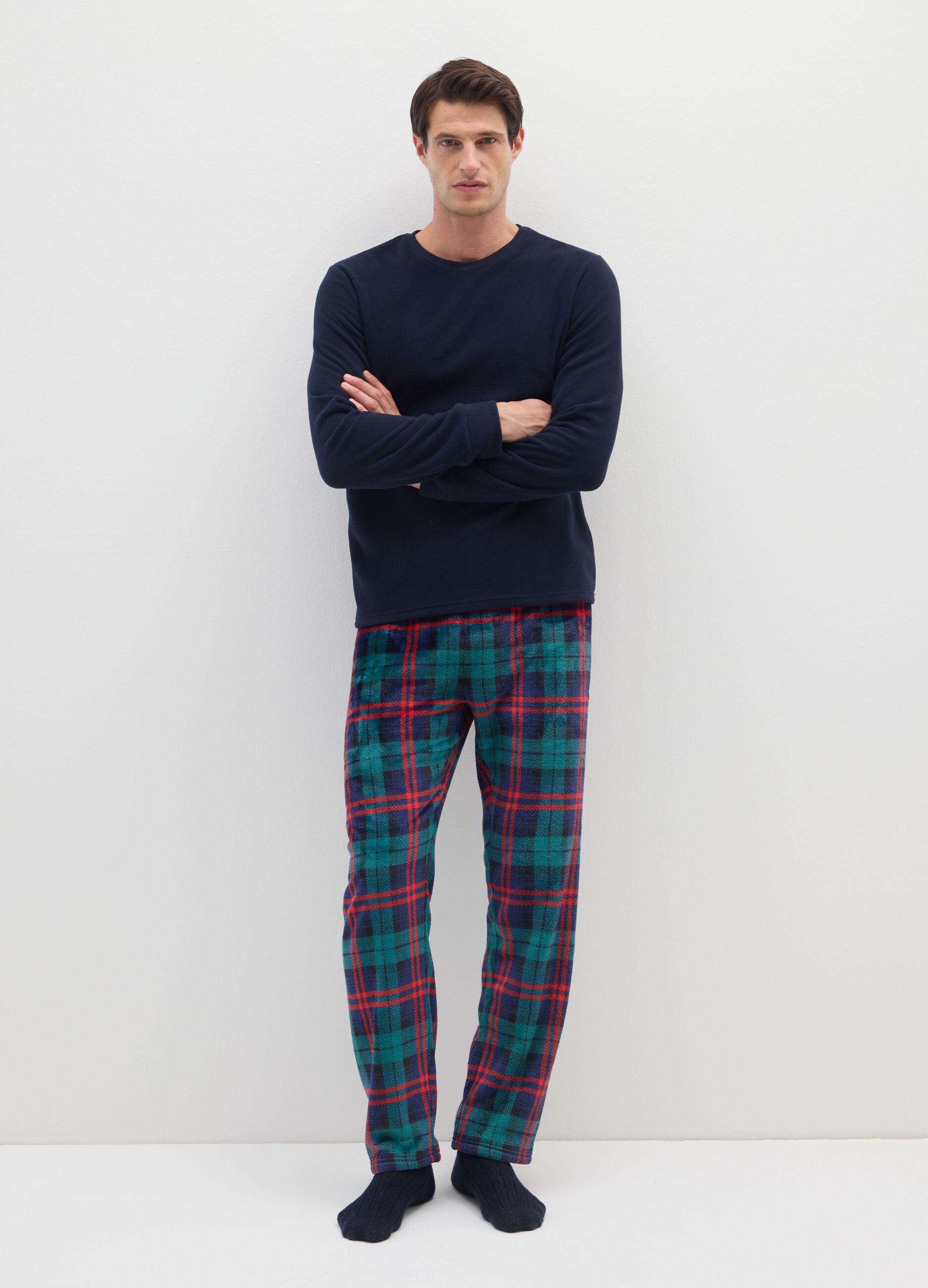 Multicolour check regular-fit pyjama trousers