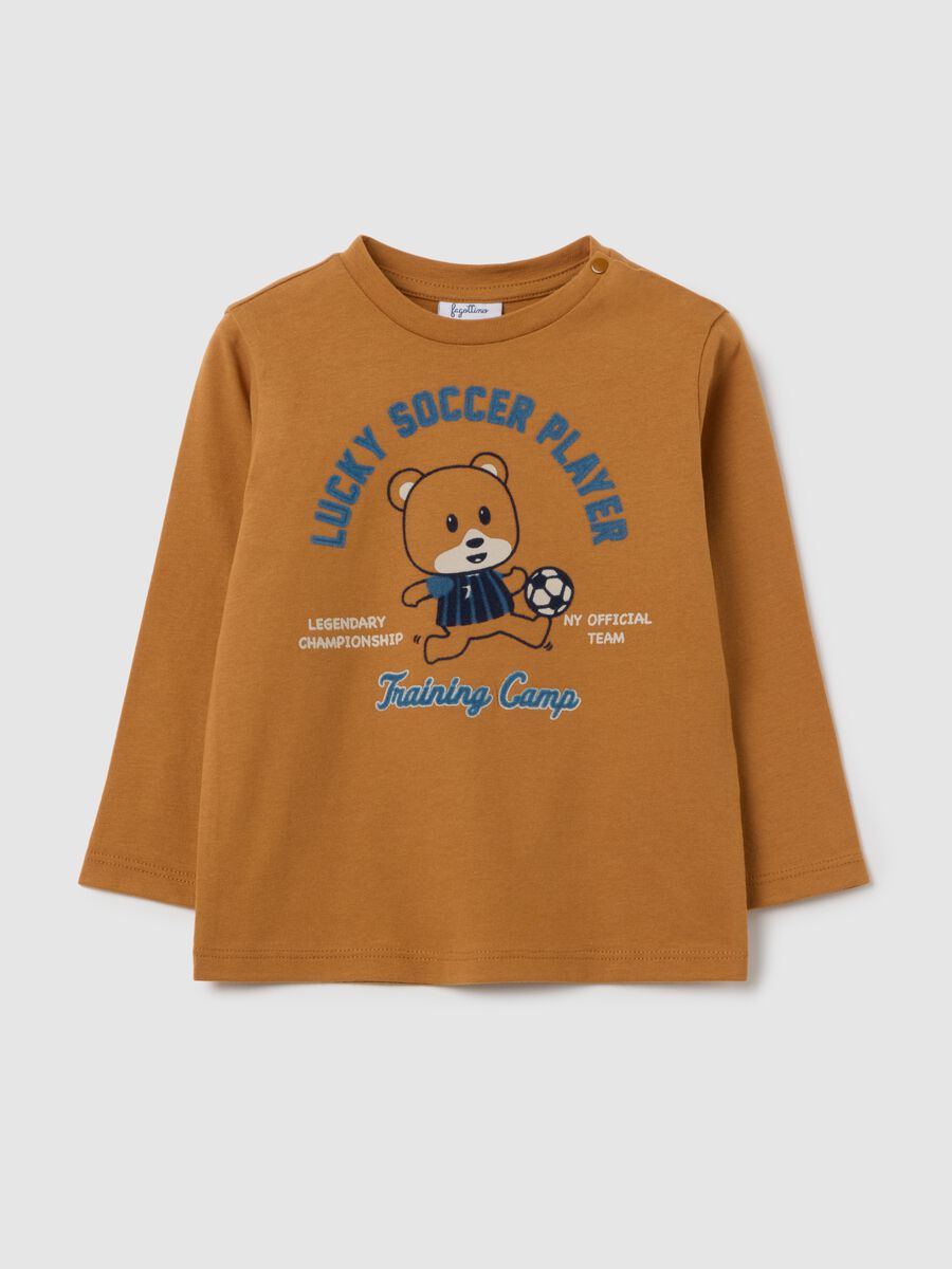 Brown pure cotton children's t-shirt with bear_0