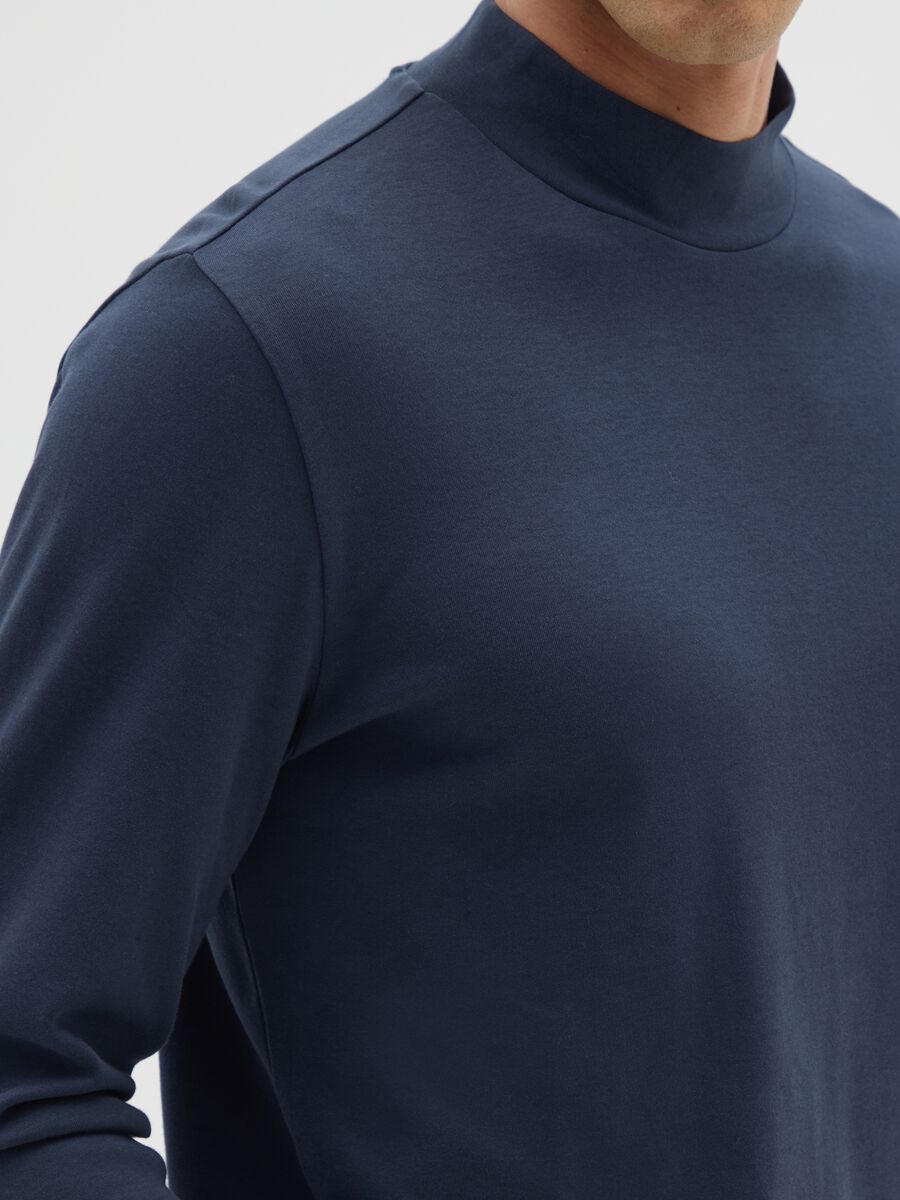 Maglia in puro cotone blu regular fit_3