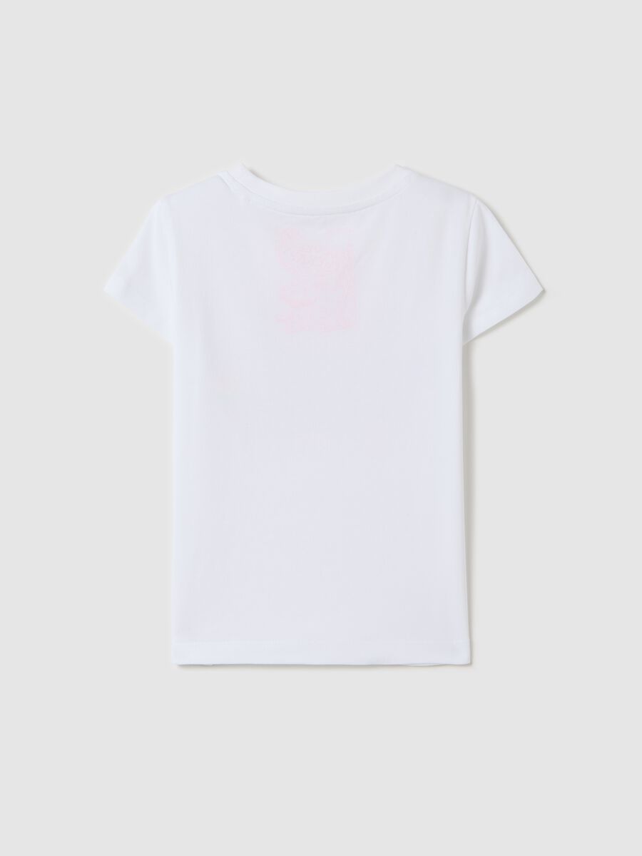White stretch cotton T-shirt with print_1
